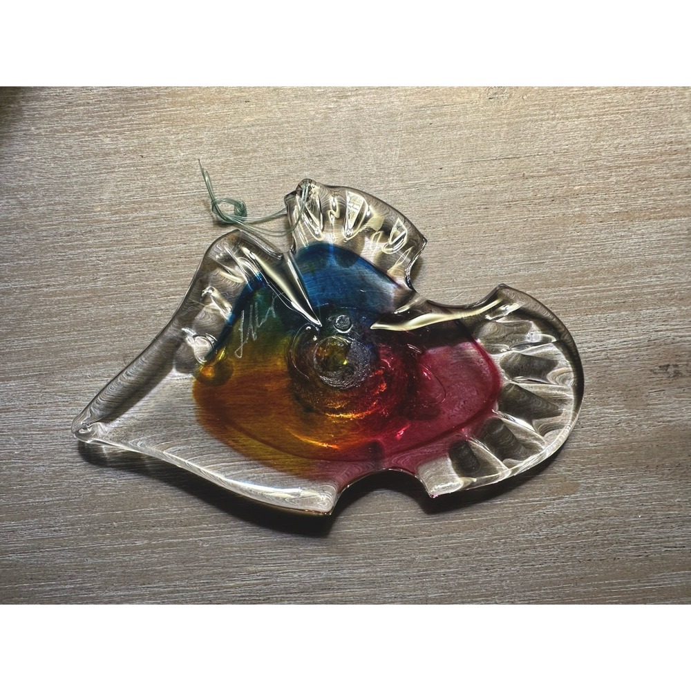 Luke Adam's Handblown Glass Fish Sun catcher Signed‎ Hanging Art Window Decor